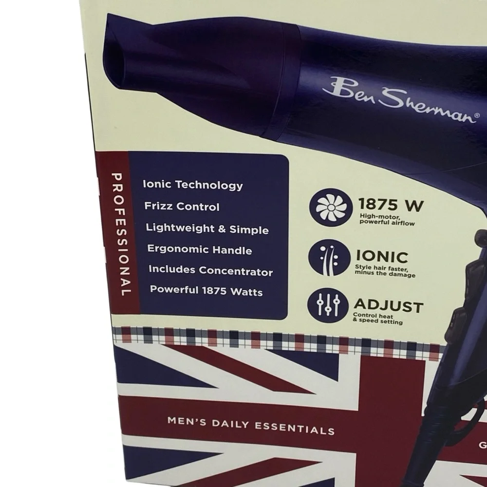 Ben Sherman Professional Ionic Tourmaline Hair Dryer - Dark‎ Blue 1875W